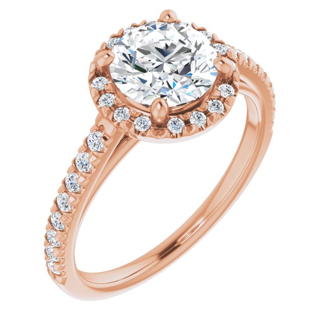 French-Set Halo-Style Engagement Ring