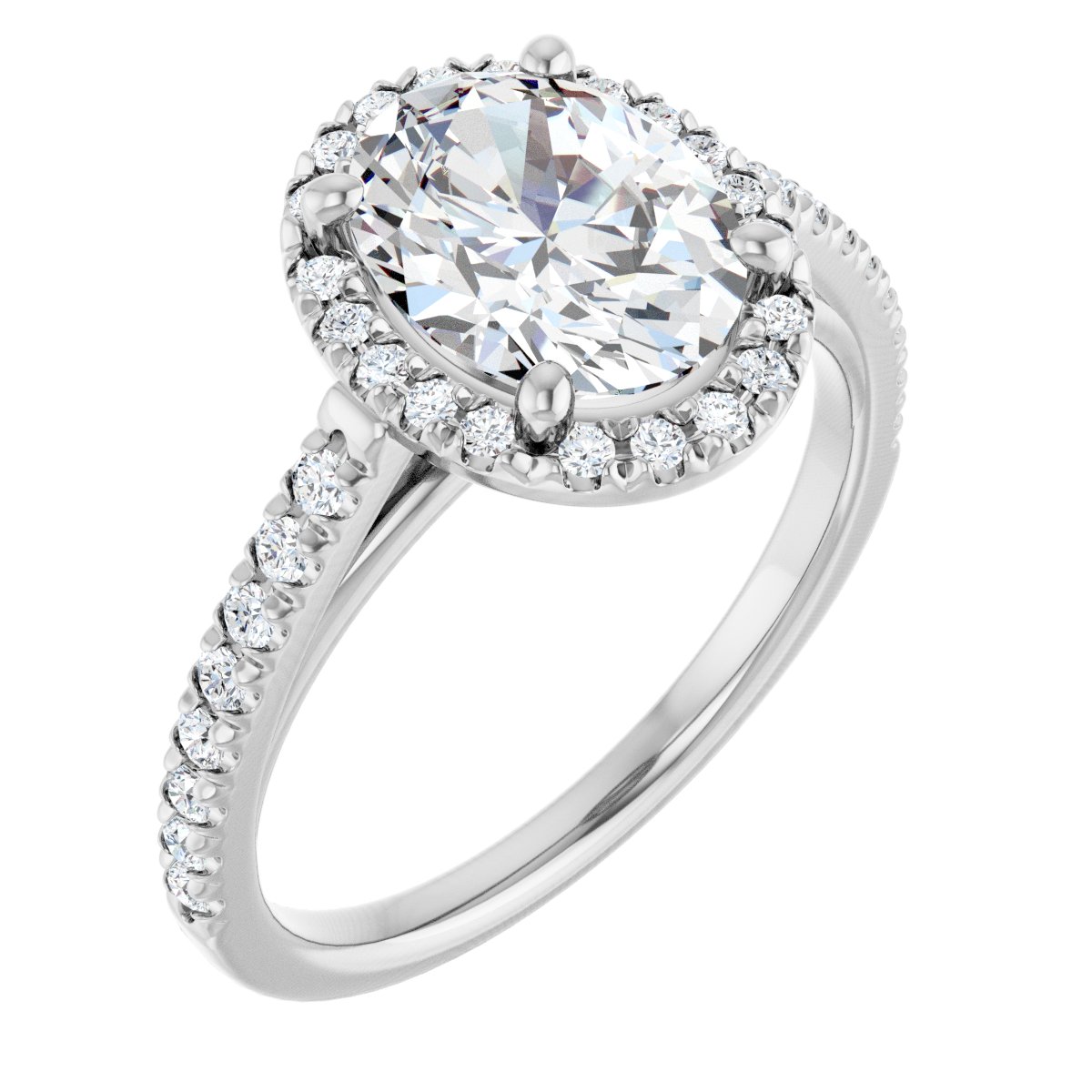 French-Set Halo-Style Engagement Ring