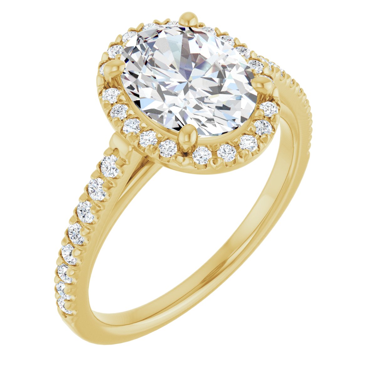 French-Set Halo-Style Engagement Ring
