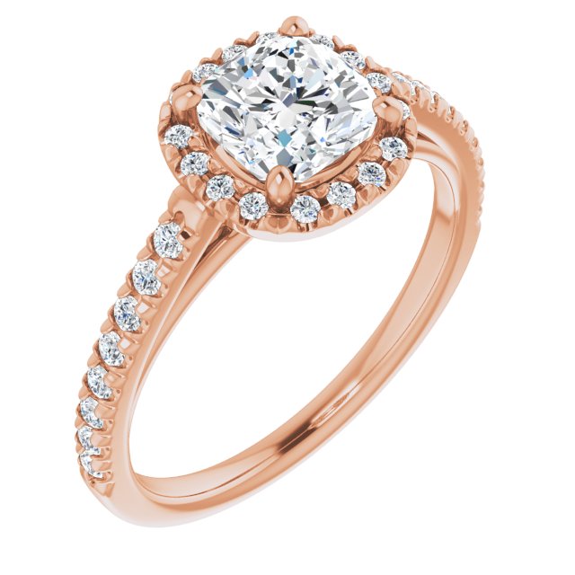 French-Set Halo-Style Engagement Ring