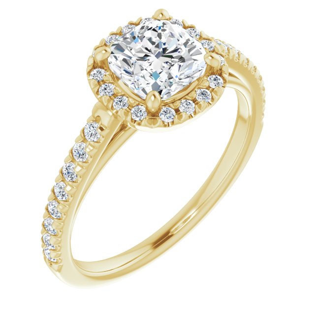 French-Set Halo-Style Engagement Ring