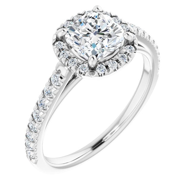 French-Set Halo-Style Engagement Ring