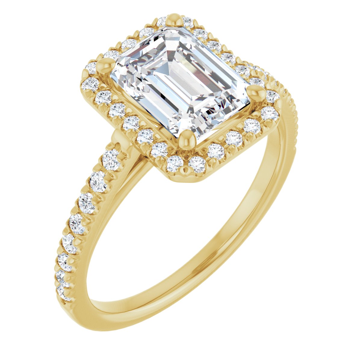 French-Set Halo-Style Engagement Ring