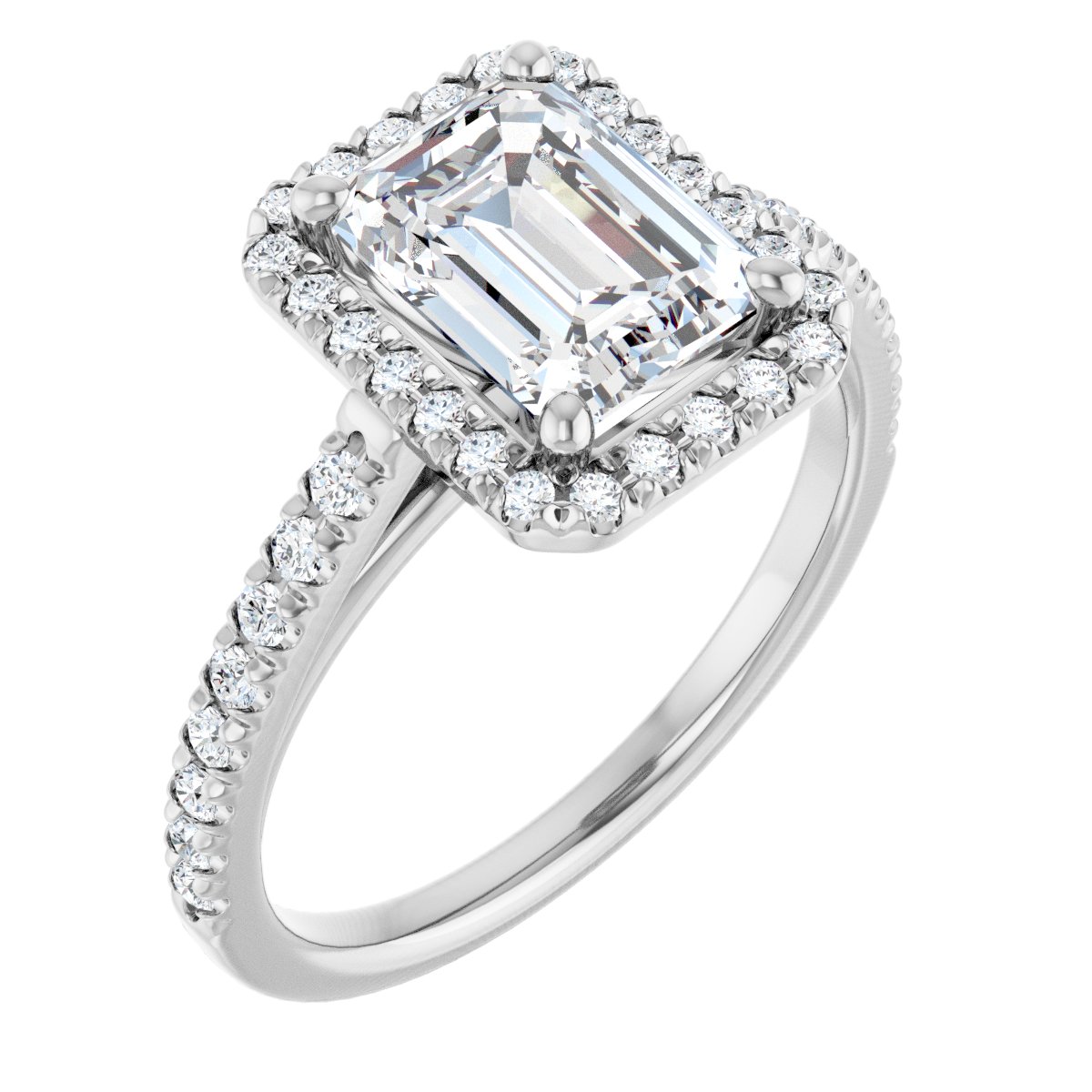 French-Set Halo-Style Engagement Ring