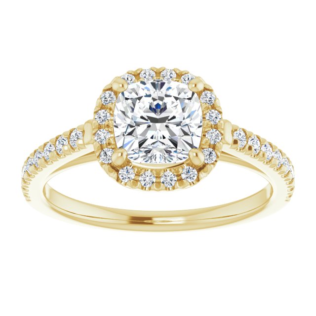 French-Set Halo-Style Engagement Ring