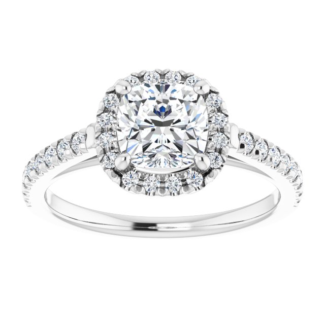 French-Set Halo-Style Engagement Ring