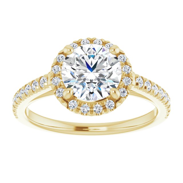French-Set Halo-Style Engagement Ring