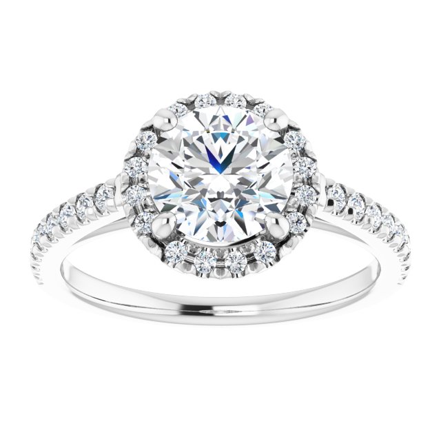 French-Set Halo-Style Engagement Ring