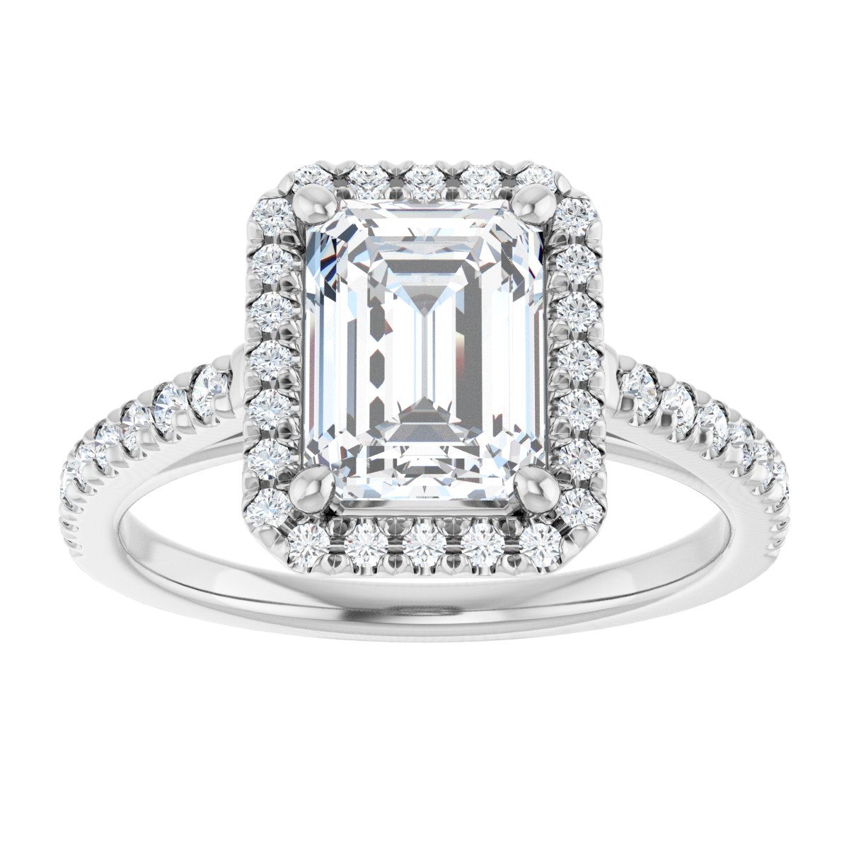 French-Set Halo-Style Engagement Ring