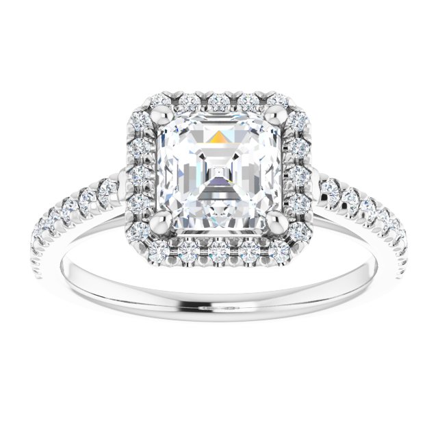 French-Set Halo-Style Engagement Ring