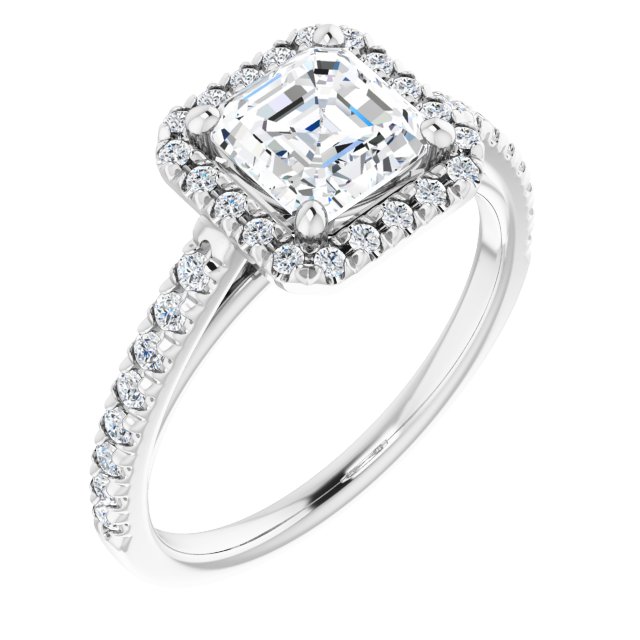 French-Set Halo-Style Engagement Ring