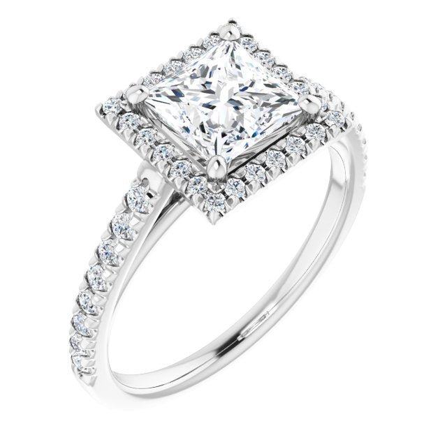 French-Set Halo-Style Engagement Ring