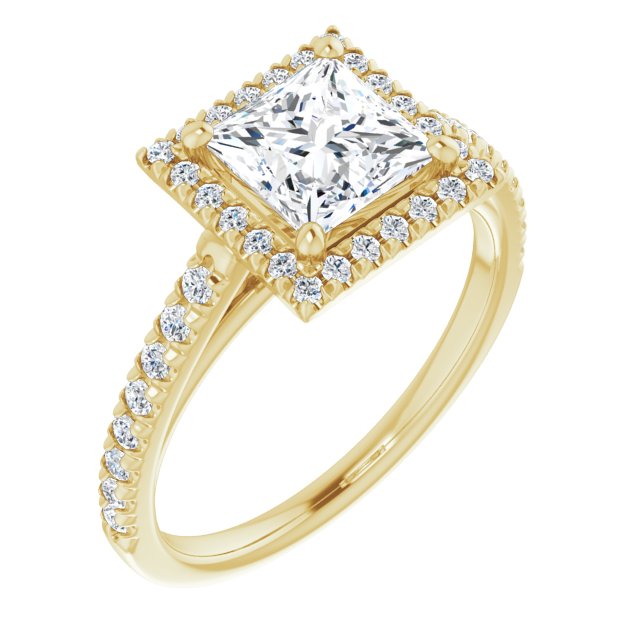 French-Set Halo-Style Engagement Ring