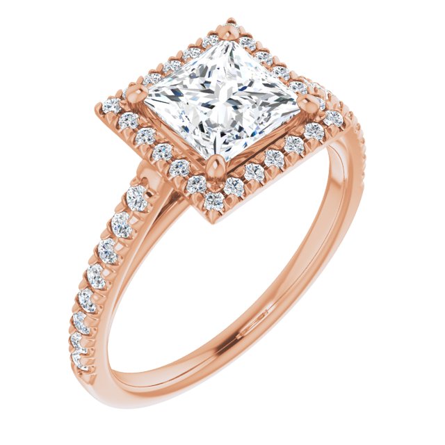 French-Set Halo-Style Engagement Ring