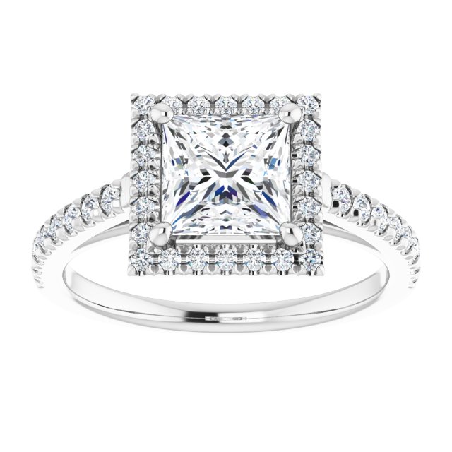 French-Set Halo-Style Engagement Ring