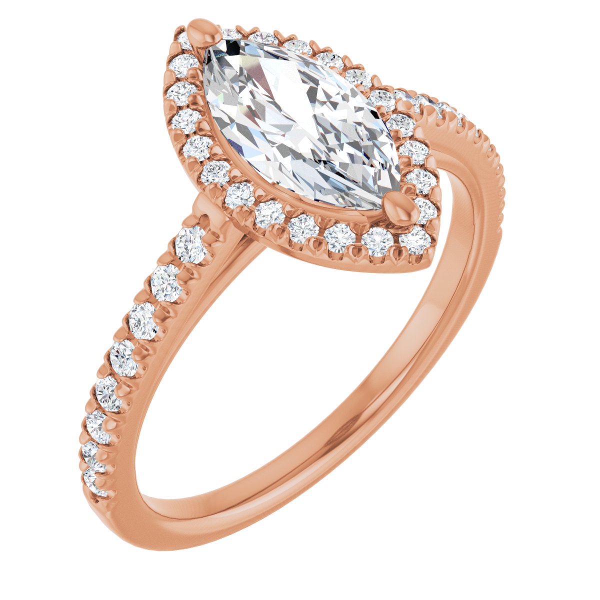 French-Set Halo-Style Engagement Ring