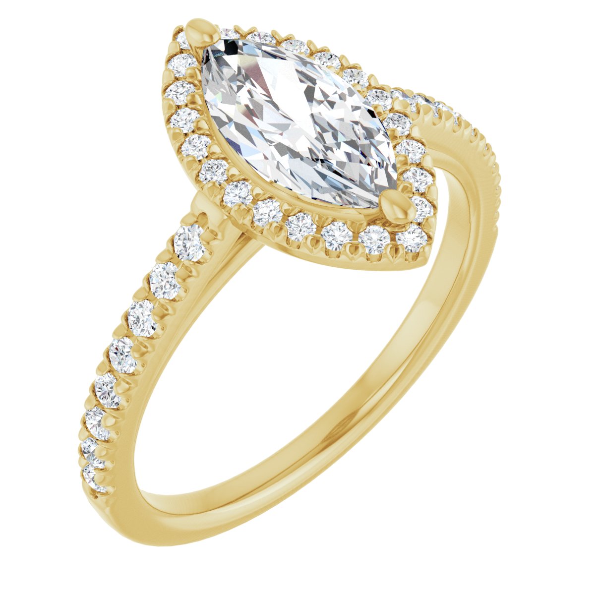 French-Set Halo-Style Engagement Ring