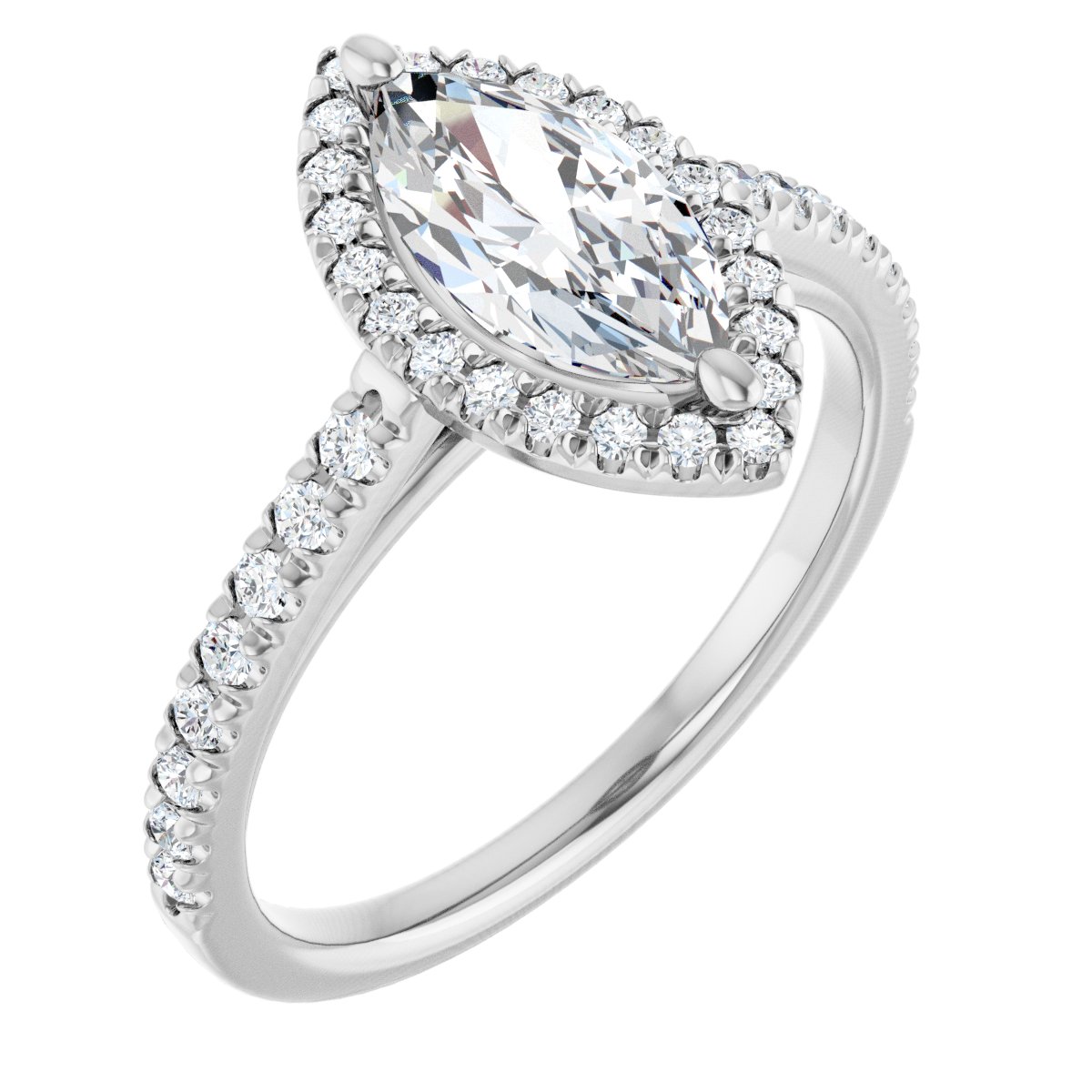 French-Set Halo-Style Engagement Ring
