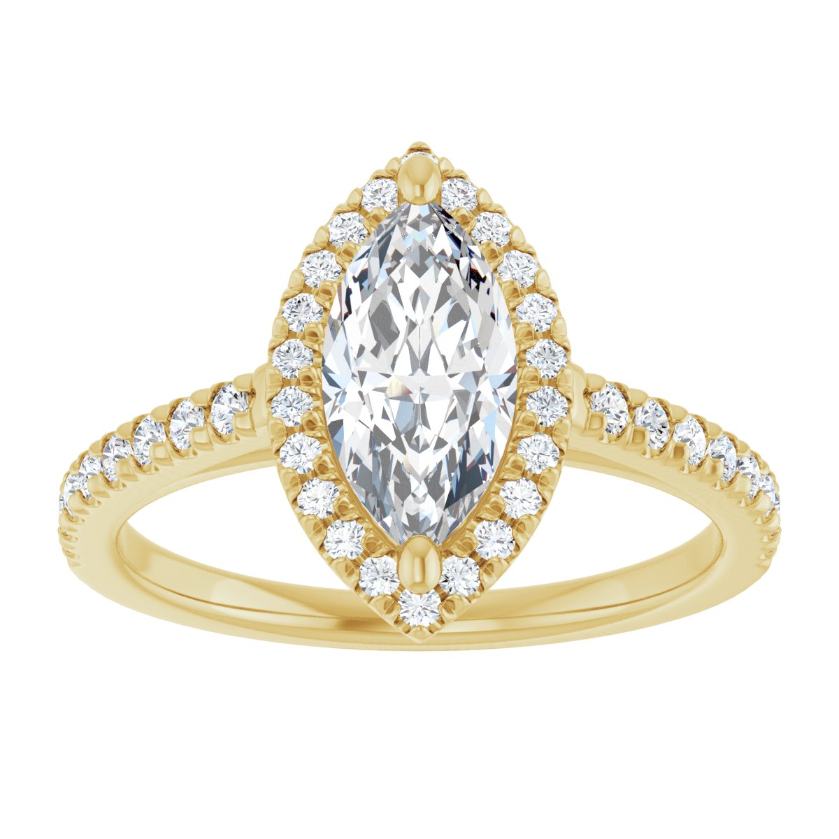 French-Set Halo-Style Engagement Ring