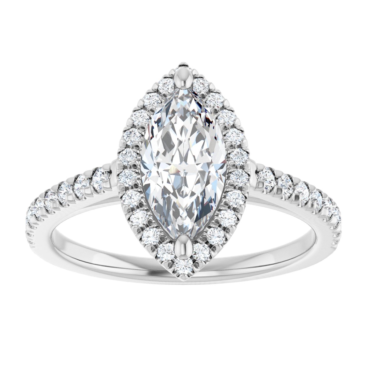 French-Set Halo-Style Engagement Ring