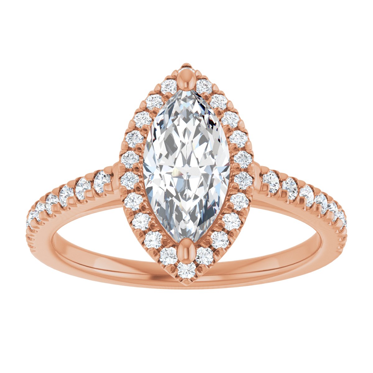 French-Set Halo-Style Engagement Ring