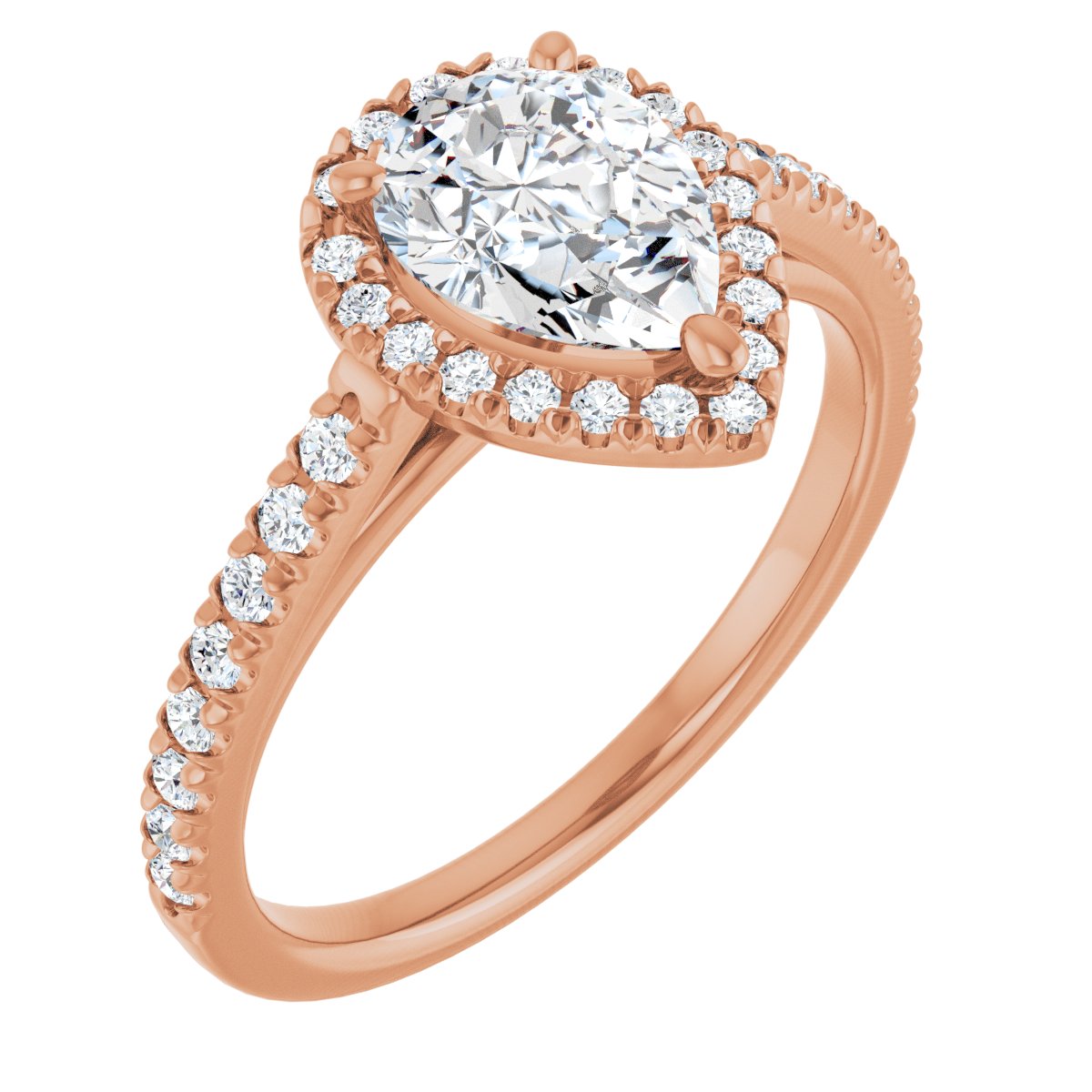 French-Set Halo-Style Engagement Ring
