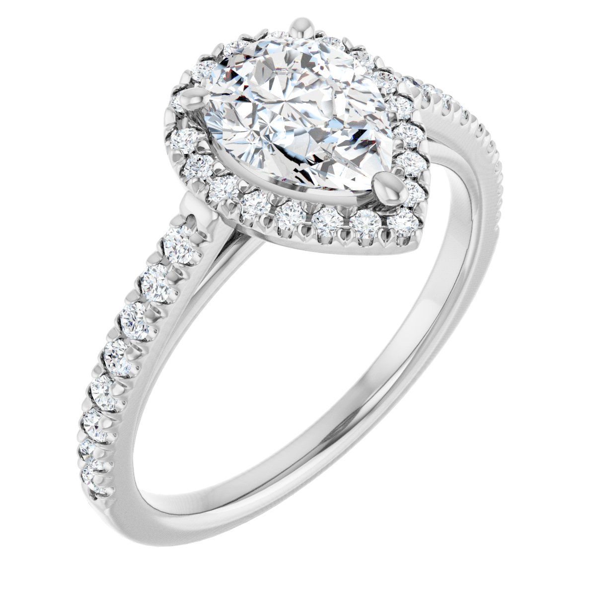 French-Set Halo-Style Engagement Ring