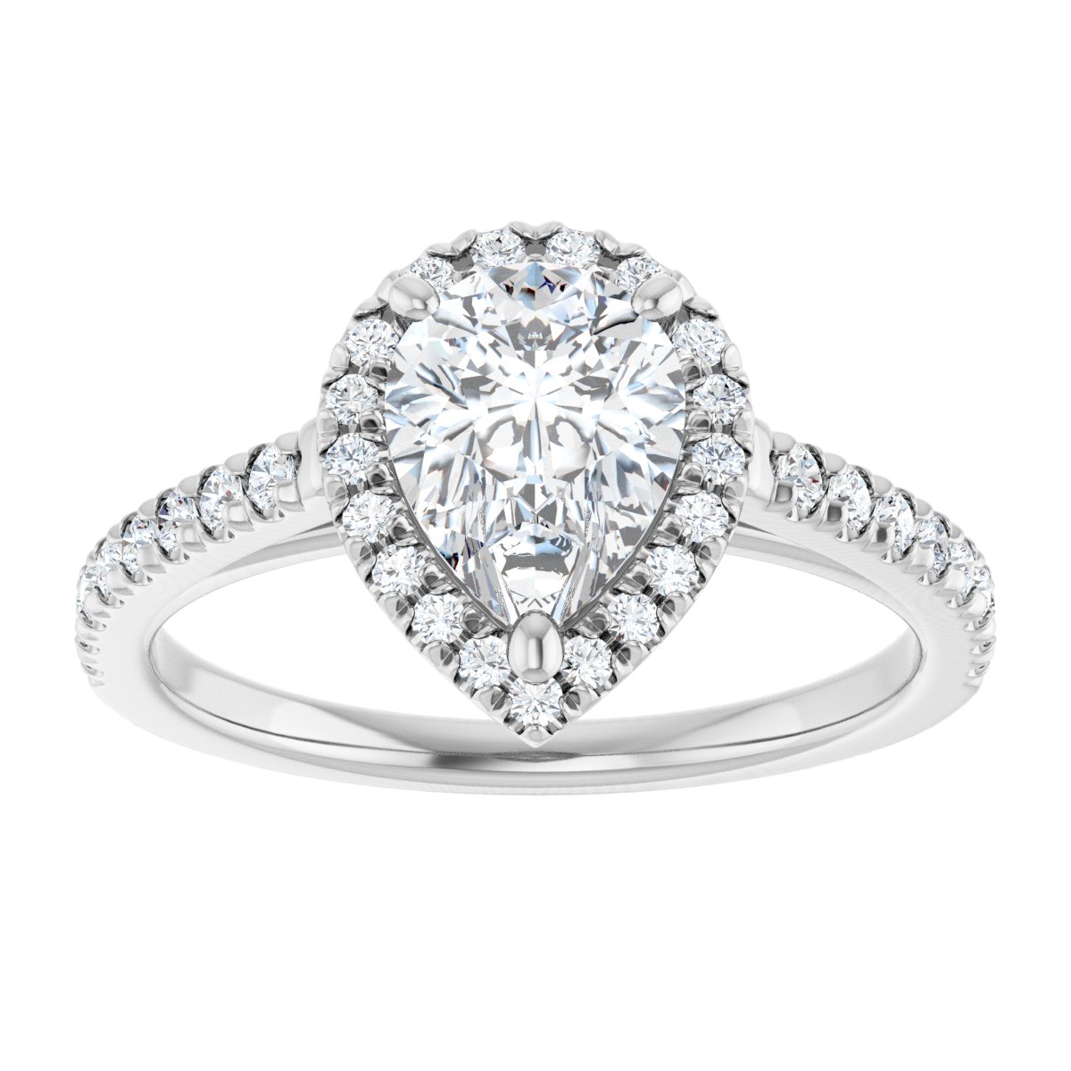 French-Set Halo-Style Engagement Ring