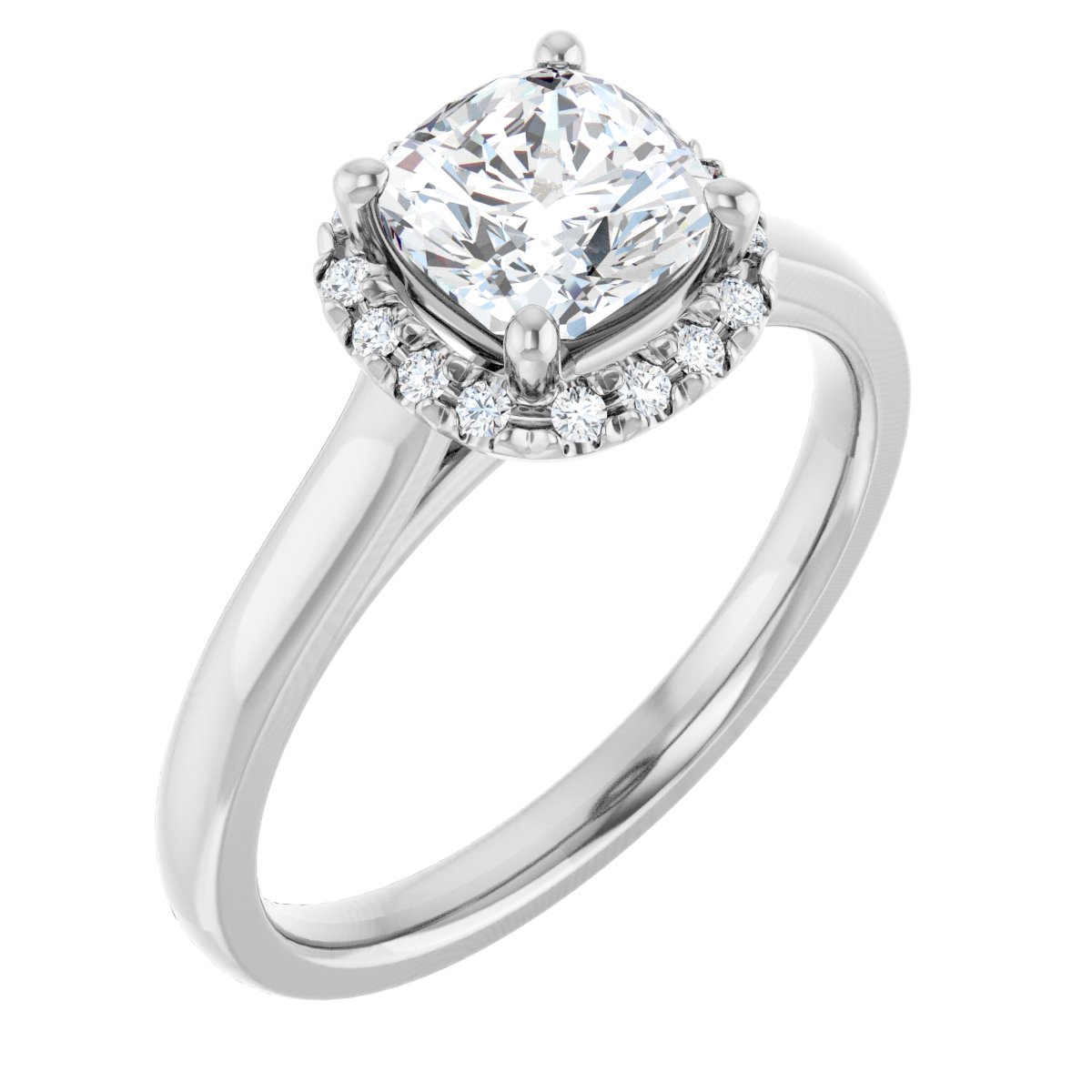 French-Set Halo-Style Engagement Ring