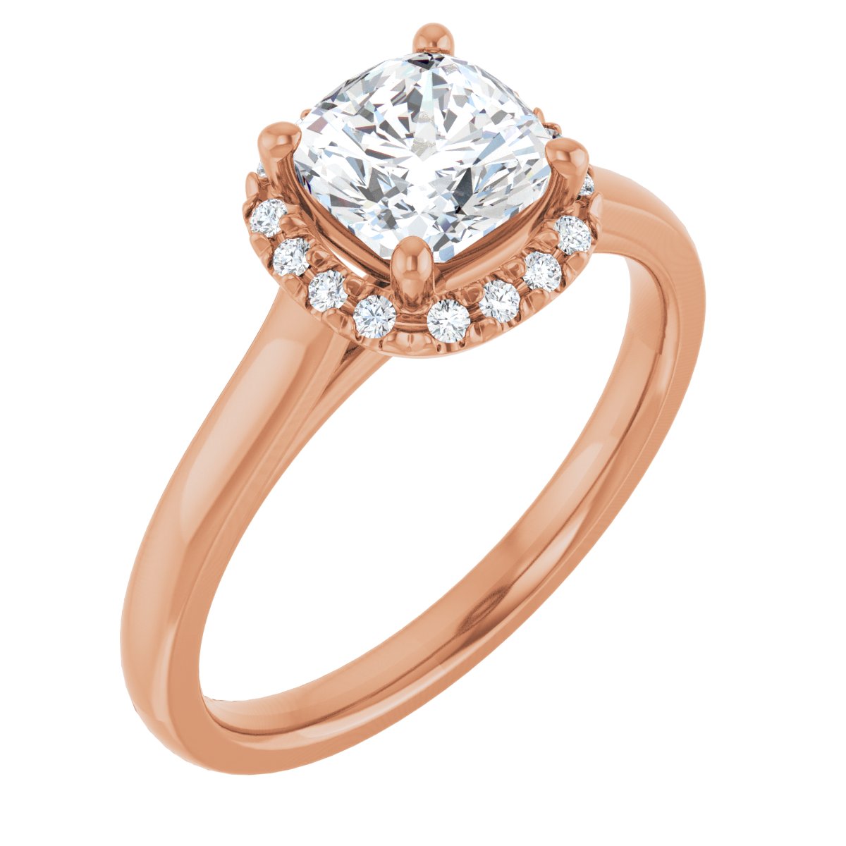 French-Set Halo-Style Engagement Ring