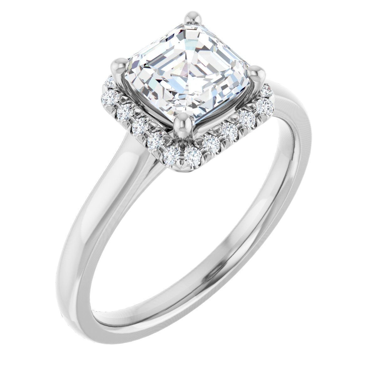 French-Set Halo-Style Engagement Ring