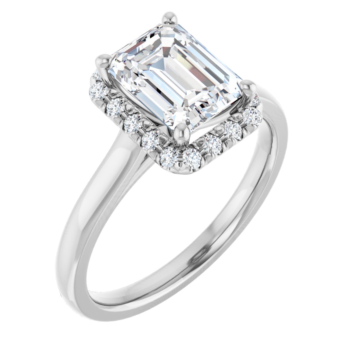 French-Set Halo-Style Engagement Ring