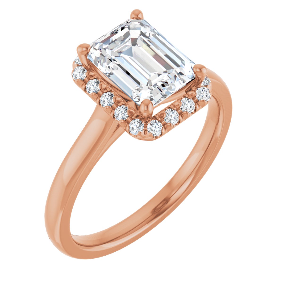 French-Set Halo-Style Engagement Ring