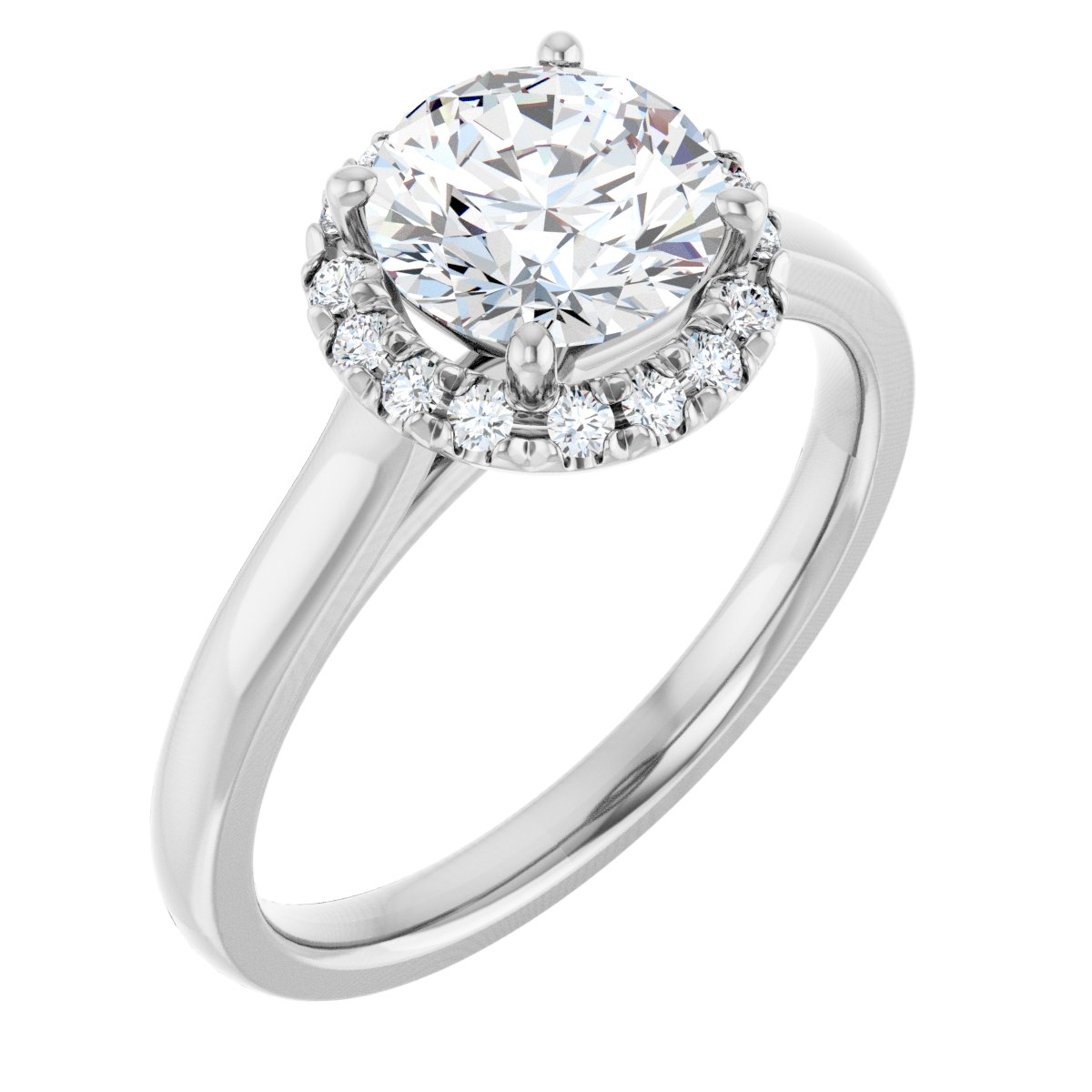 French-Set Halo-Style Engagement Ring