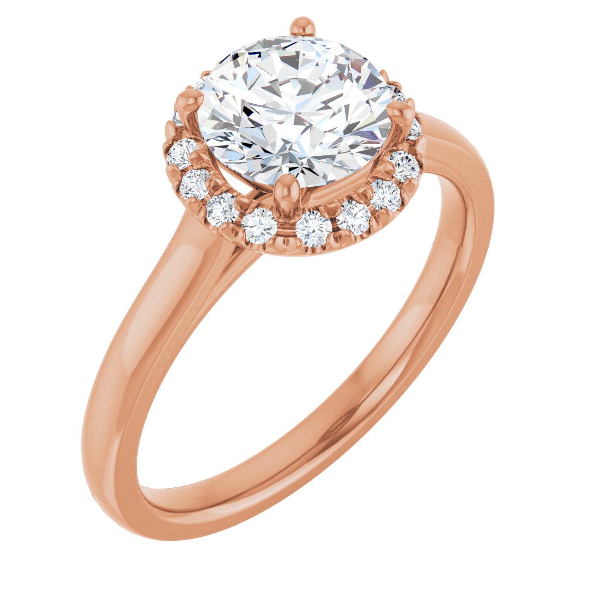 French-Set Halo-Style Engagement Ring