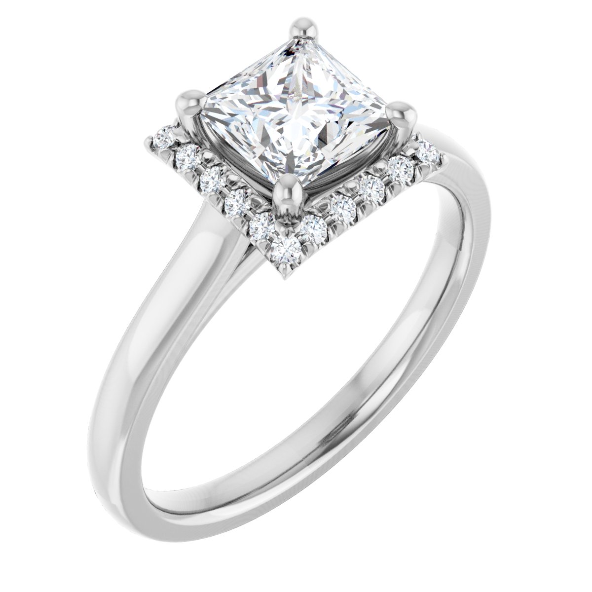 French-Set Halo-Style Engagement Ring