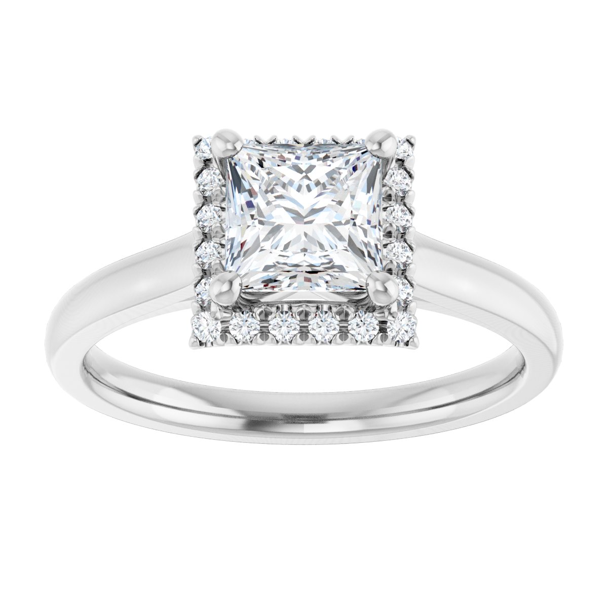 French-Set Halo-Style Engagement Ring