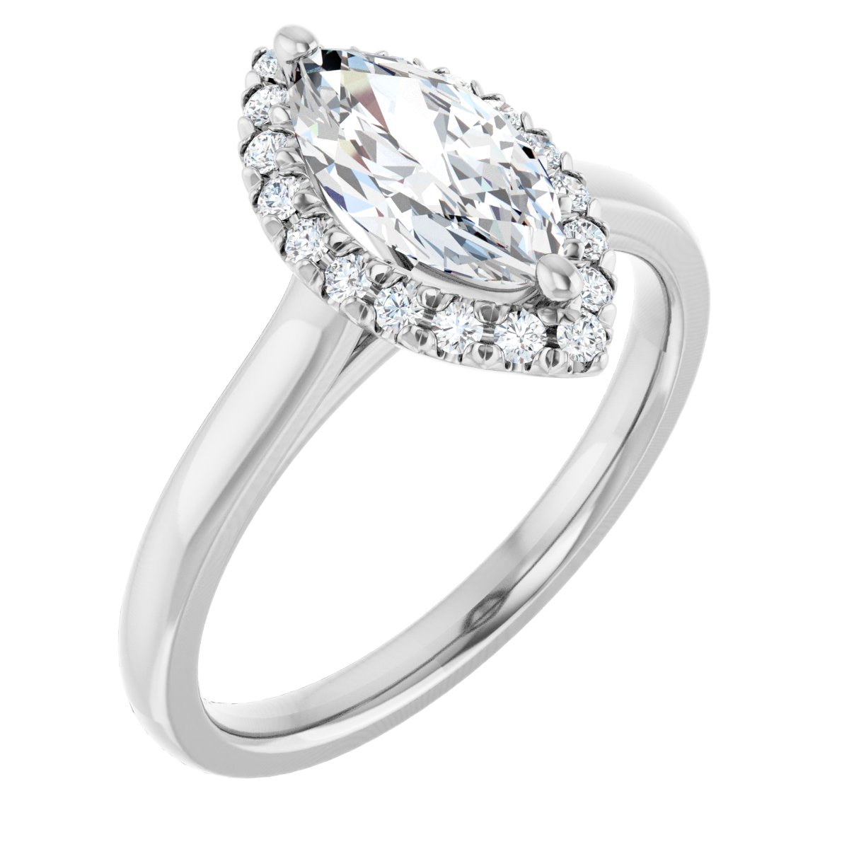 French-Set Halo-Style Engagement Ring