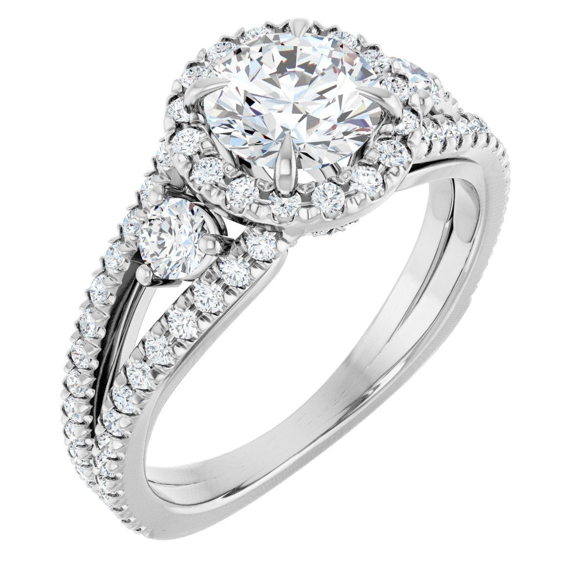 French-Set Halo-Style Engagement Ring or Band