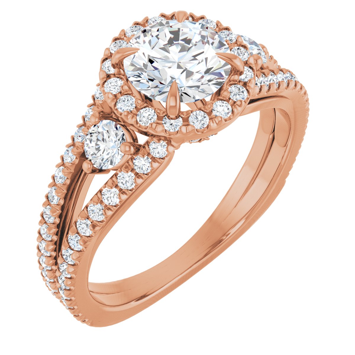 French-Set Halo-Style Engagement Ring or Band