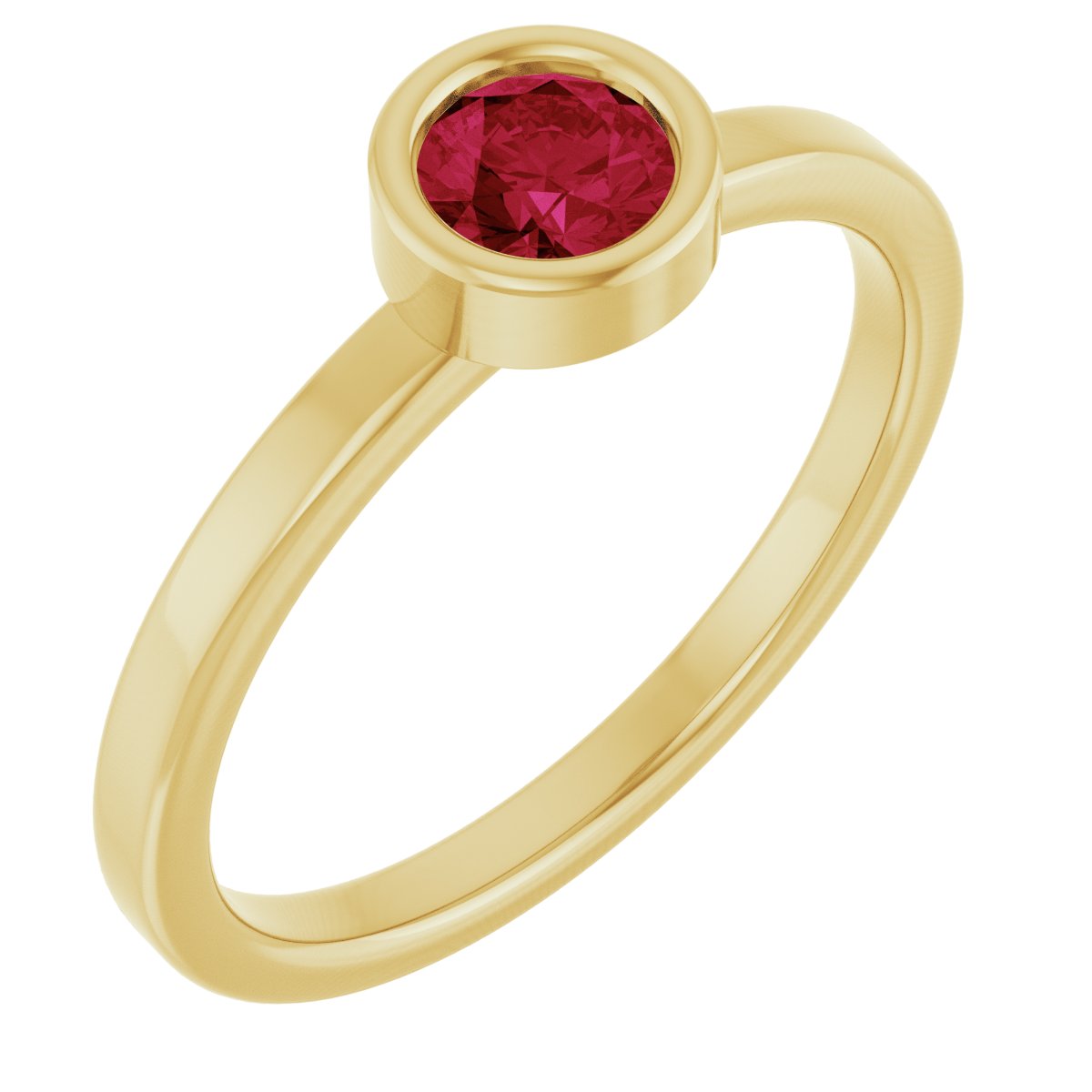 Bezel-Set Solitaire Ring -  Natural Ruby