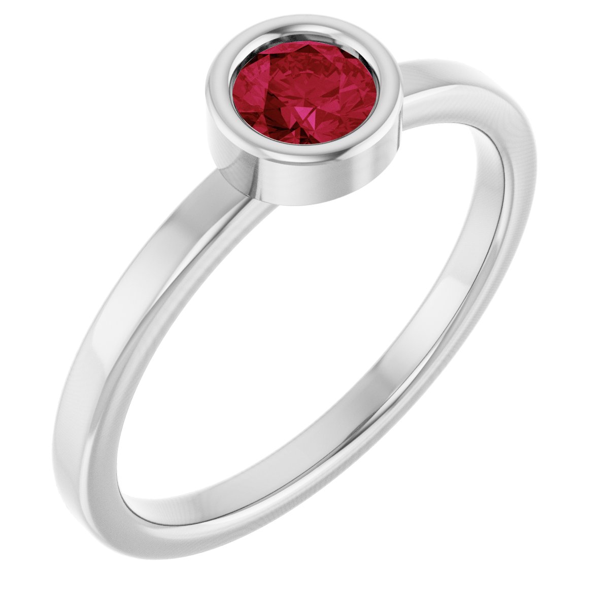Bezel-Set Solitaire Ring -  Natural Ruby
