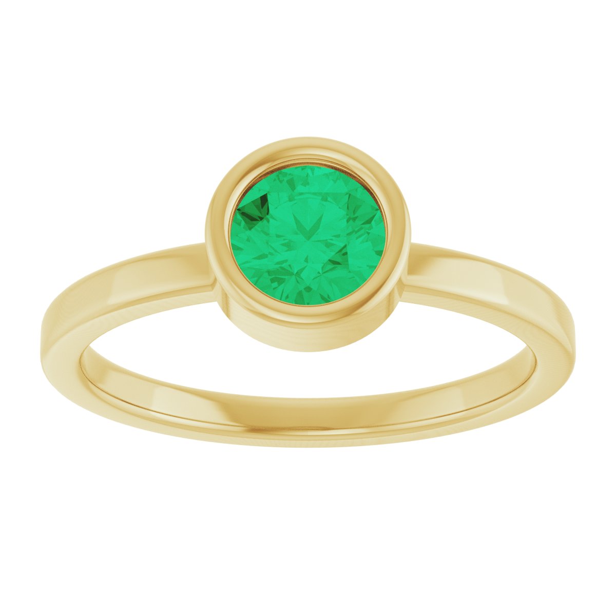 Bezel-Set Solitaire Ring -  Natural Emerald