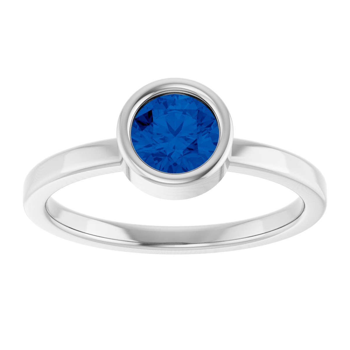 Bezel-Set Solitaire Ring - Natural Blue Sapphire