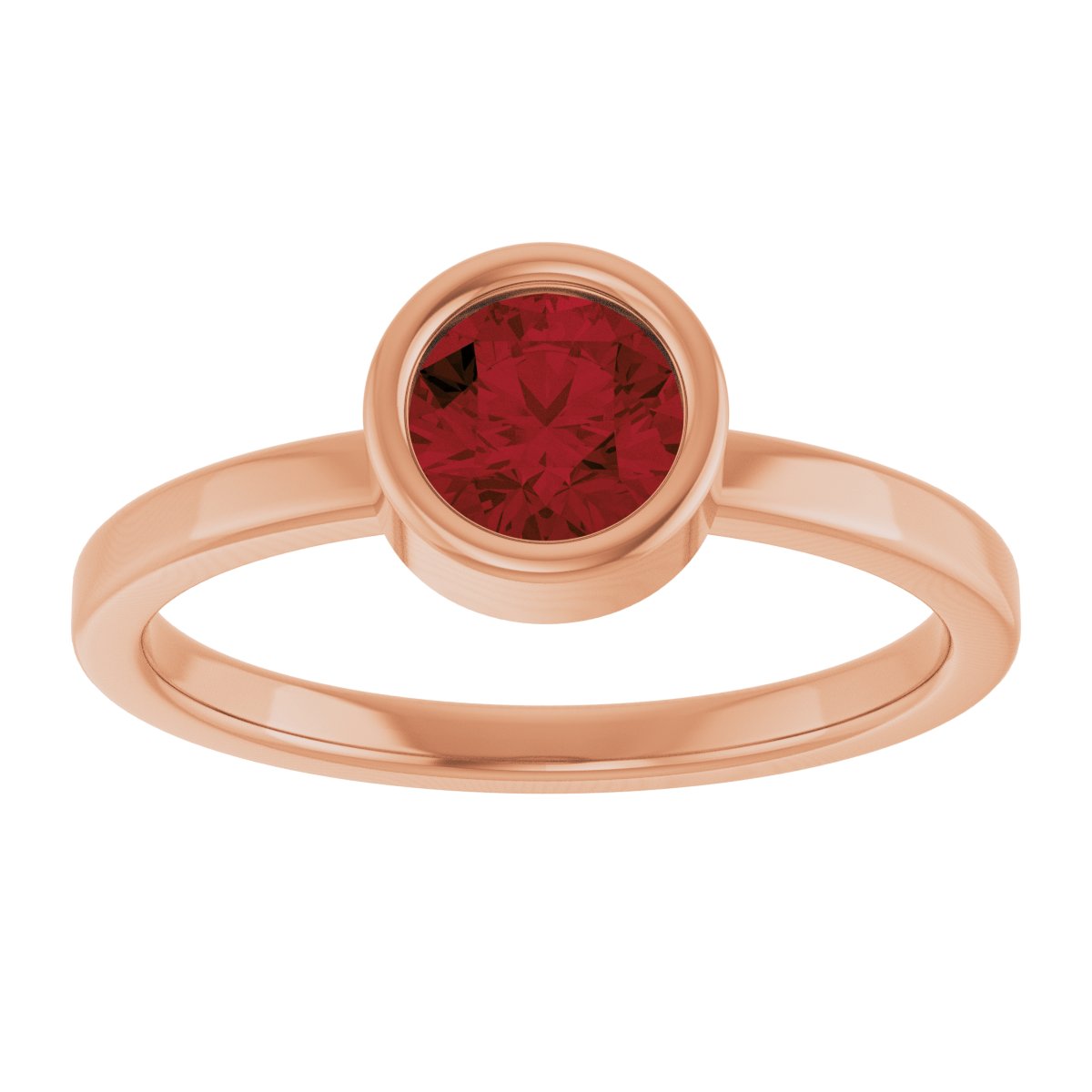 Bezel-Set Natural Garnet Solitaire Ring