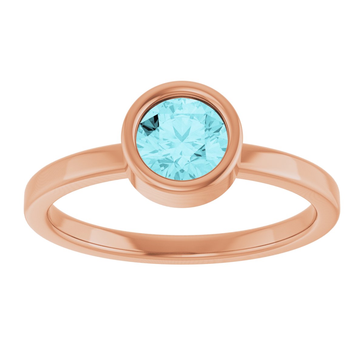 Bezel-Set Solitaire Ring - Natural Blue Zircon