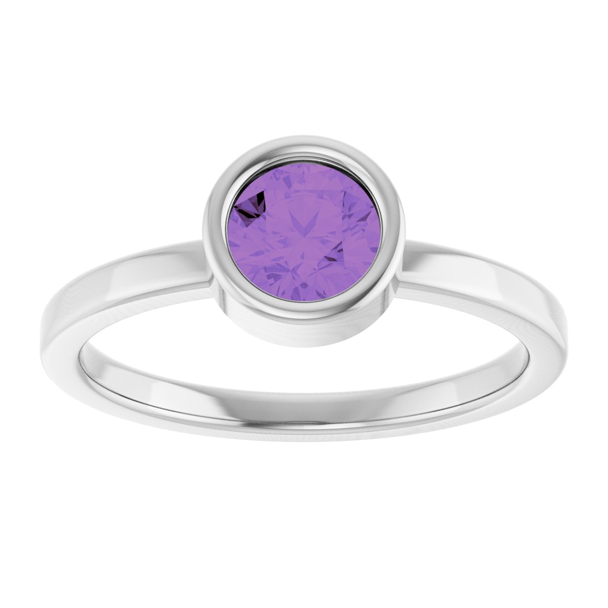 Bezel-Set Solitaire Ring -  Natural Amethyst