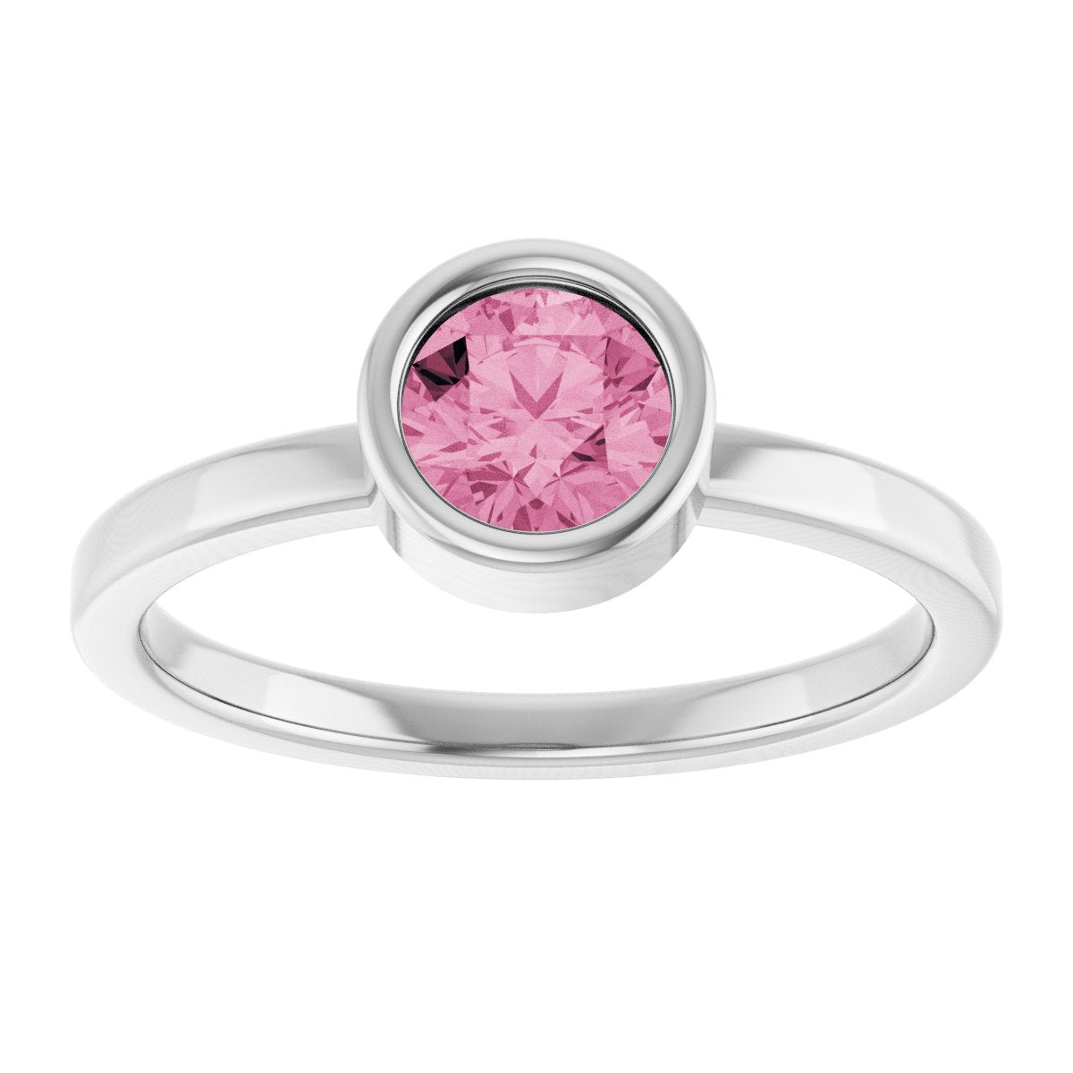 Bezel-Set Solitaire Ring - Natural Pink Tourmaline