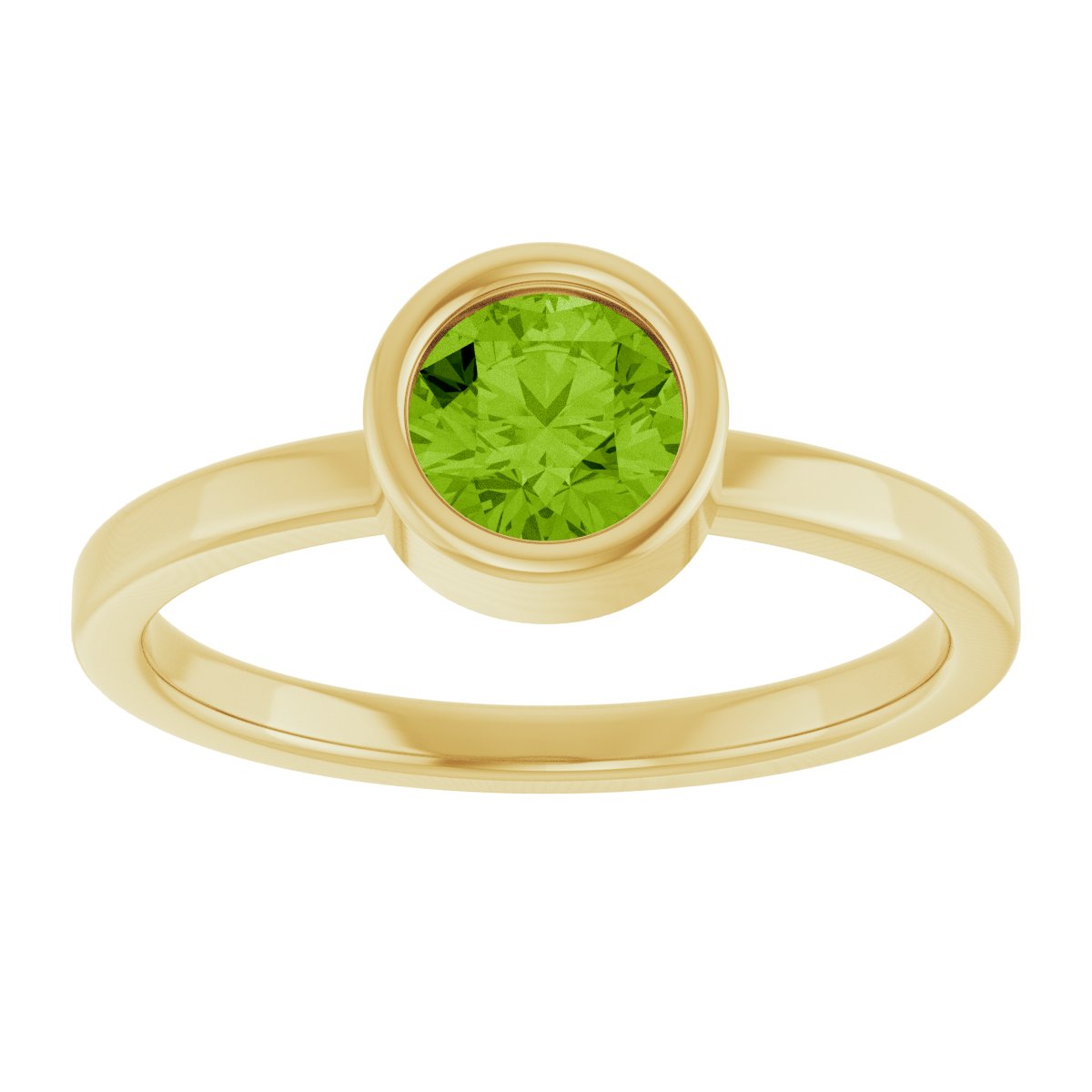Bezel-Set Solitaire Ring -  Natural Peridot
