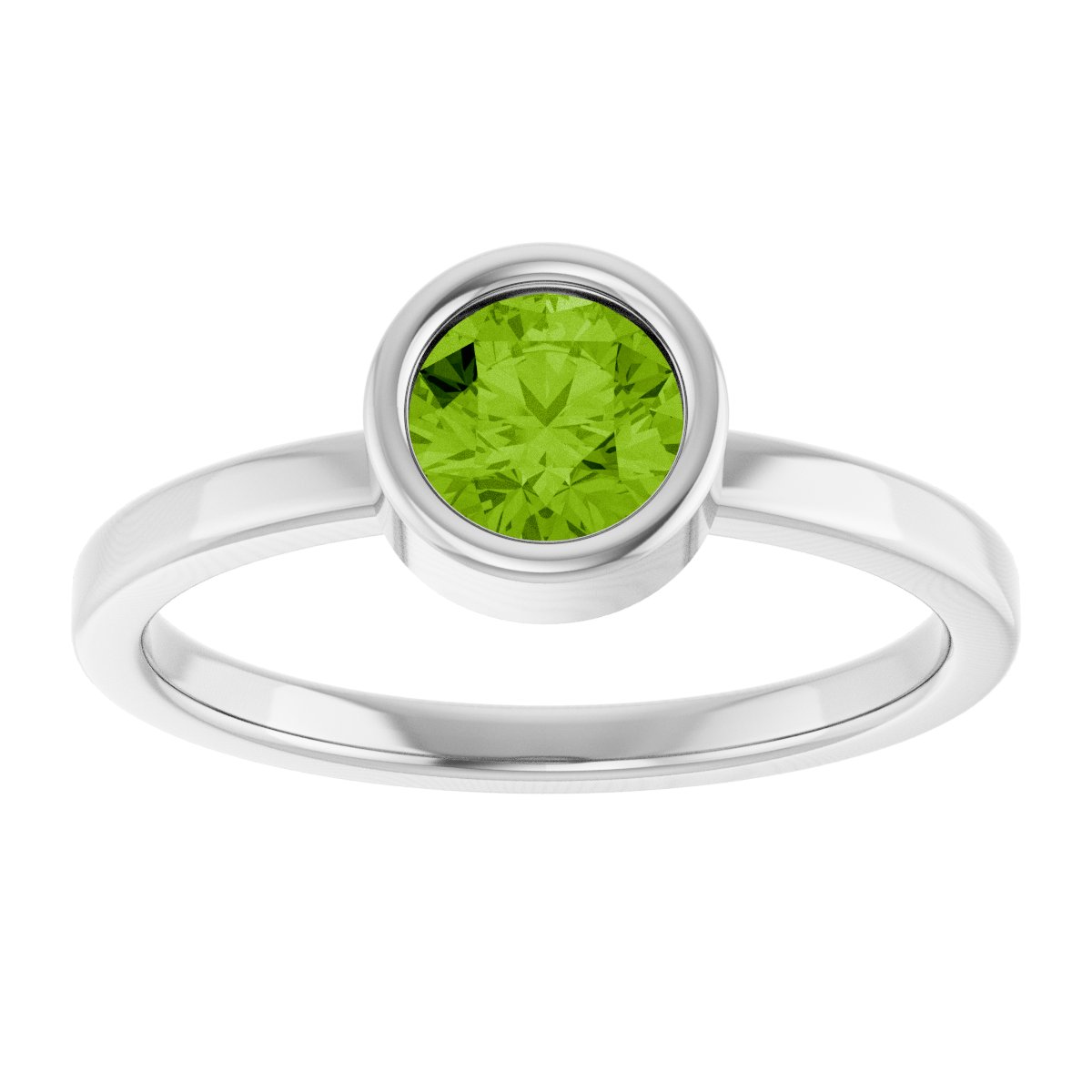 Bezel-Set Solitaire Ring -  Natural Peridot